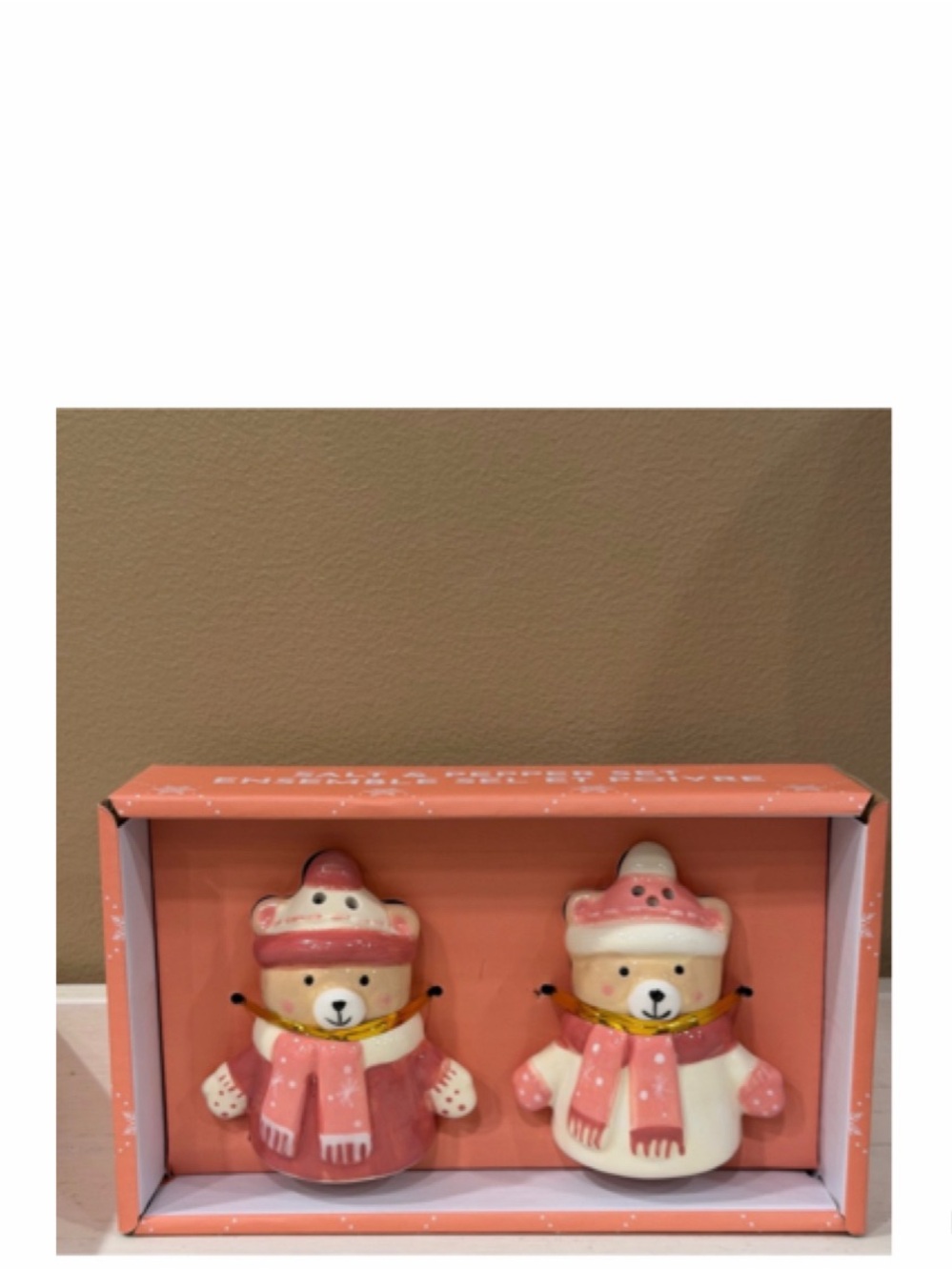 NEW 10 Strawberry Street Pink Teddy Bear Salt and Pepper Shakers